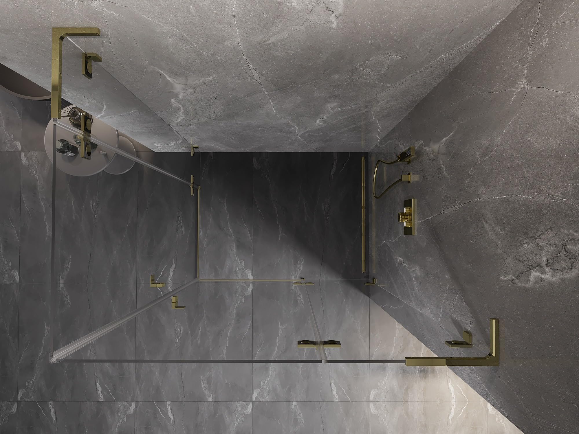 Mexen Lunar L Duo Box Doccia Apertura Destra 110x85 Trasparente Oro