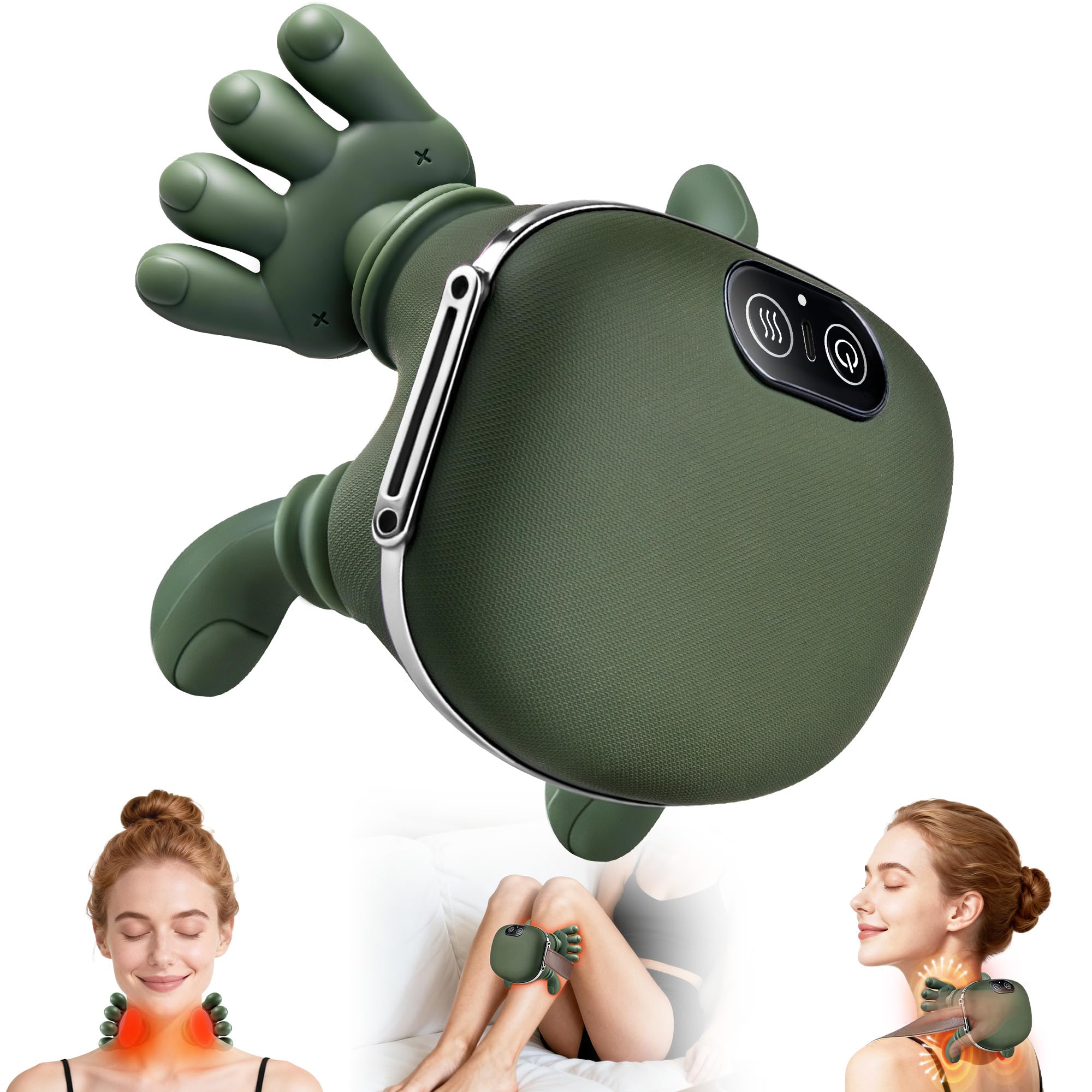 Shoulder and Neck Massager Bionic Heated Massager Neck Massager with Fingers 4D Kneading Massage Simulates a Real Palm