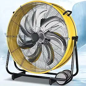 Ventilador Industrial, 220V, 180W, Ventiladores de Chão Grande de Metal de 24 Pol com Inclinação Ajustável de 360° e Roda, 3 Velocidades, Adequado para Oficinas, Salas de Máquinas, Minas e Armazéns