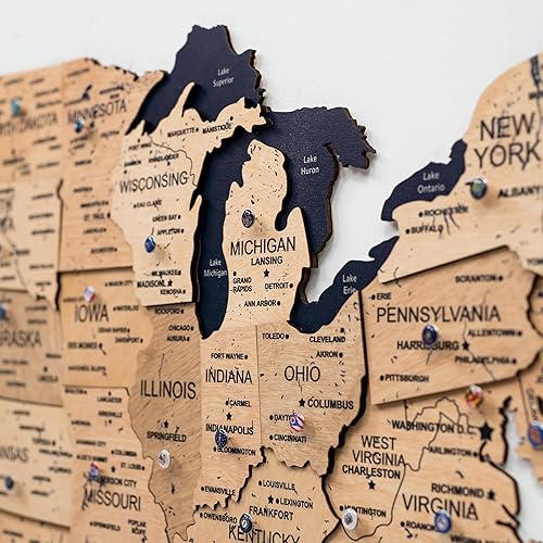 Miniatura 2 de ENJOY THE WOOD 3D Wood USA Map Wall Art Large Wall Décor - United States Travel Map - Any Occasion Gift Idea - Wall Art For Home & Kitchen or Office