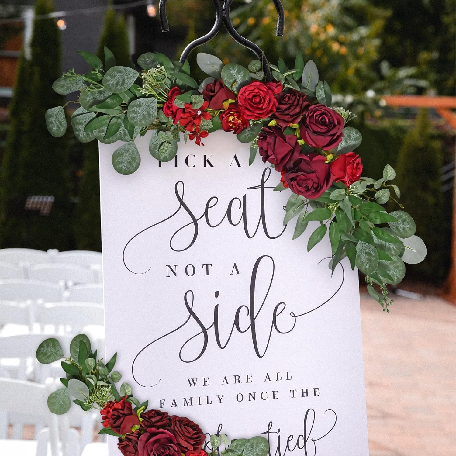 ZMZQ&flw Claret Artificial Flower Arch Swag Set for Wedding Welcome Signs Decorations and Wedding Reception Ceremony Backdrop Sweetheart Table Chair Home Decoration