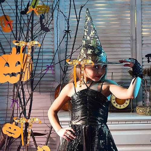 Miniatura 6 de Bimkole Cinta de grogrén de Halloween de 30 yardas, borde con alambre, diseño de araña, calabaza, calavera, fantasma, mago, murciélago, 1 pulgada,