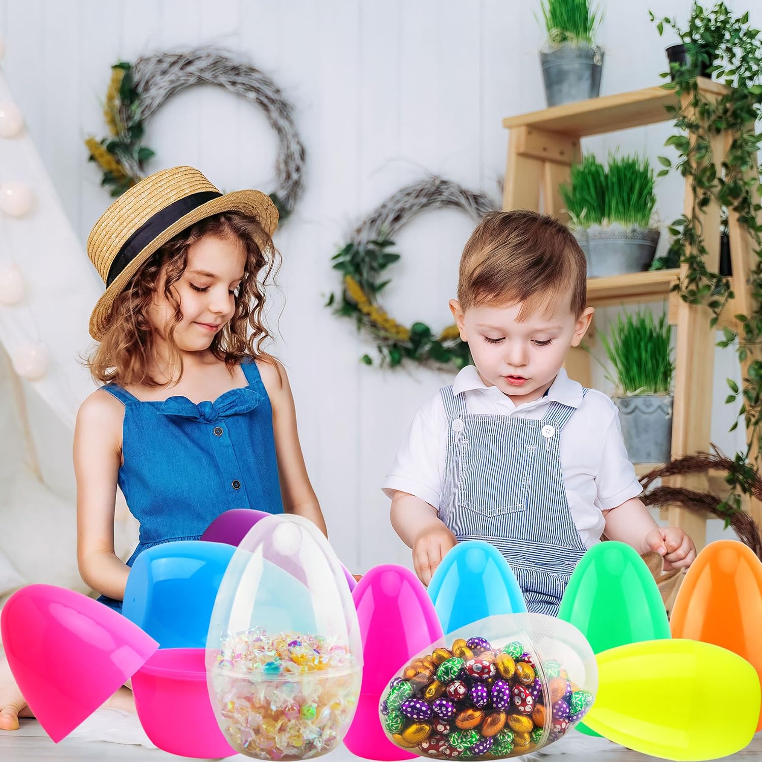 10 Pcs 10 Inch Jumbo Easter Eggs Bulk Colorful Giant Easter Eggs Plastic Refillable Easter Eggs for Easter Gift Basket Fillers Yard Hunting Game Party Favor