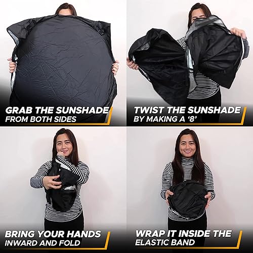 Miniatura 5 de EcoNour Parasol para parabrisas de automóvil con bolsa de almacenamiento material duradero 240T visera solar para rayos UV y protección contra el