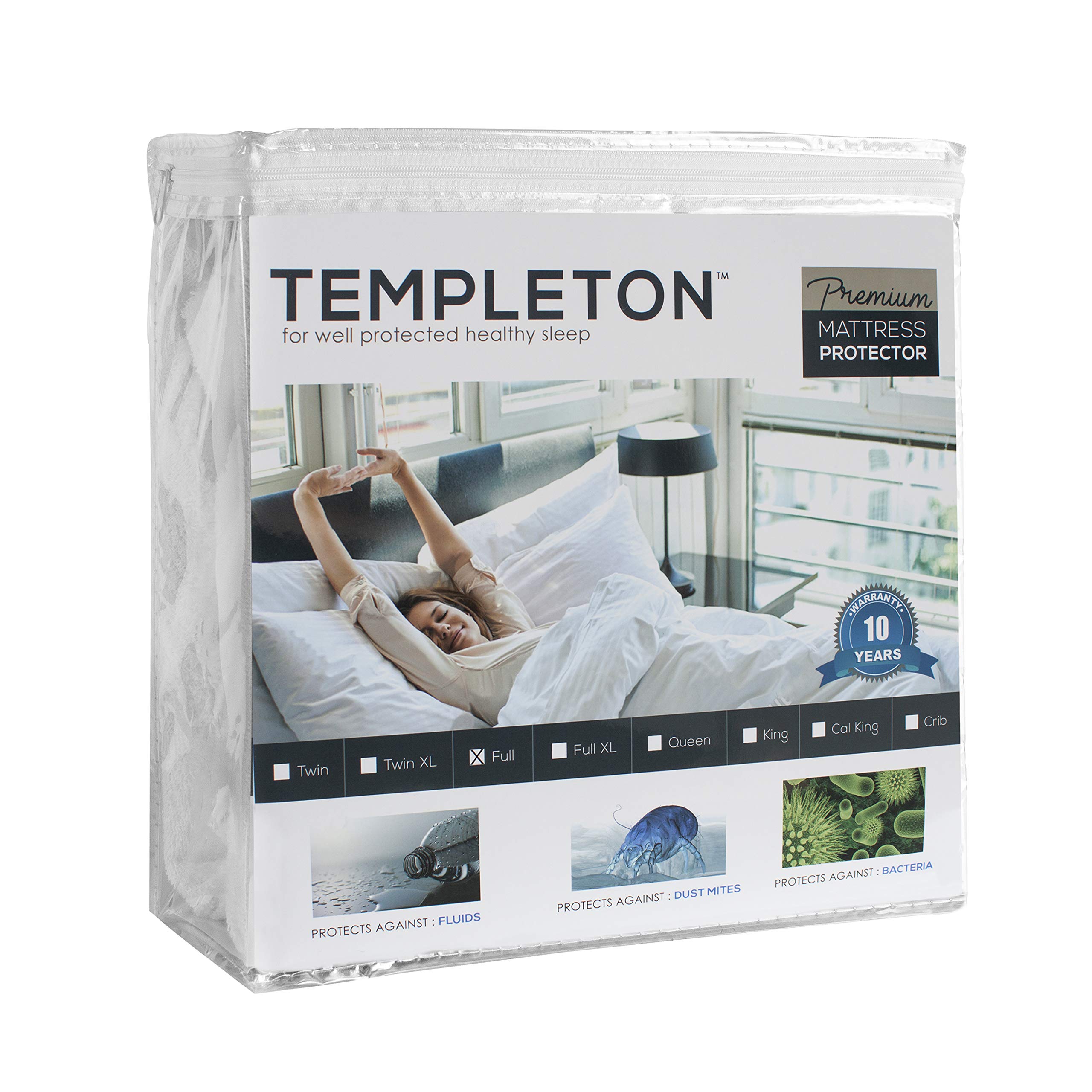 Templeton Premium Hypoallergenic Waterproof Mattress Protector - Full Size