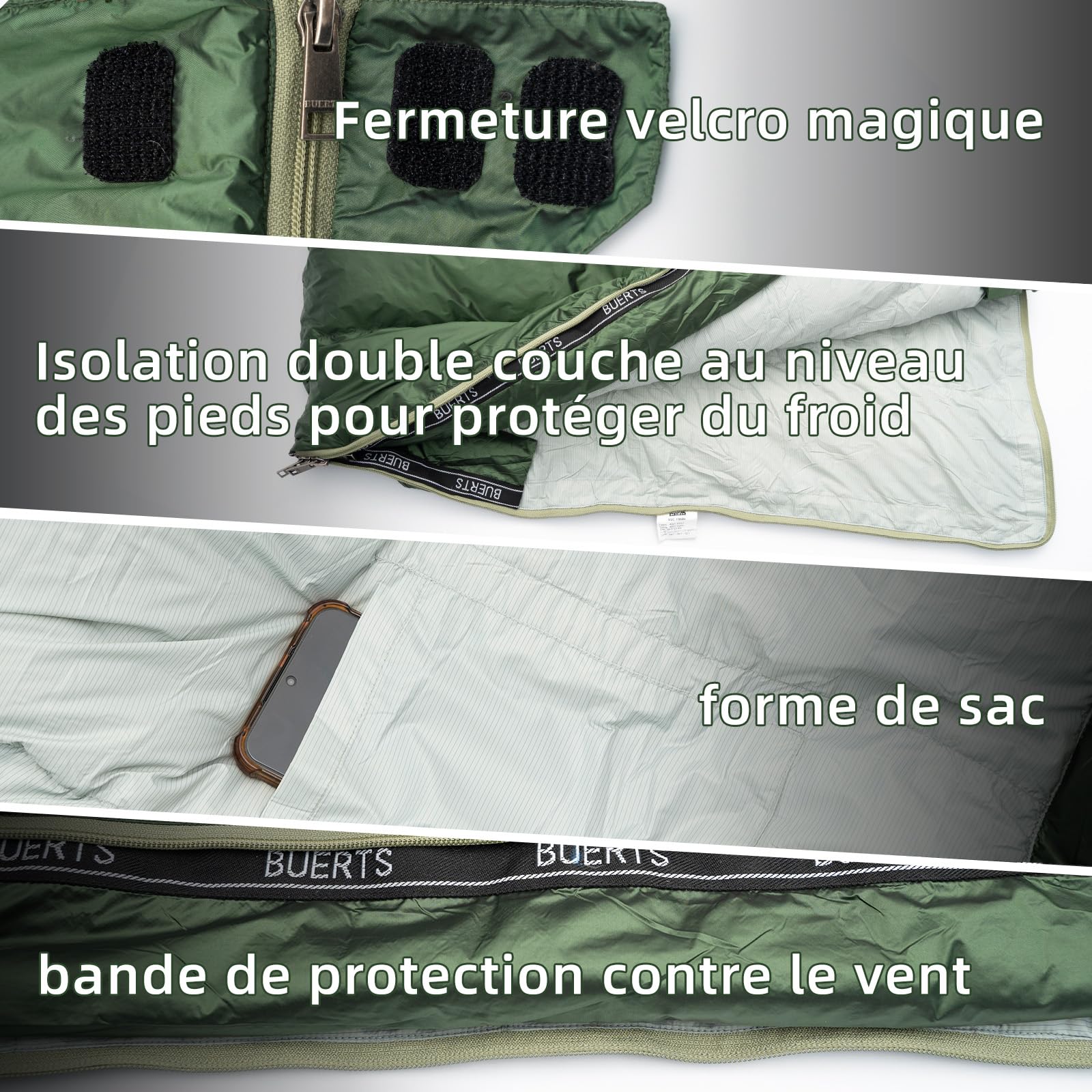 Sac de Couchage Duvet Adulte Ultraléger 3 Saisons, 500g de Remplissage, Taille Large 220x85cm, Super Compact, pour Randonnée, Camping, Alpinisme