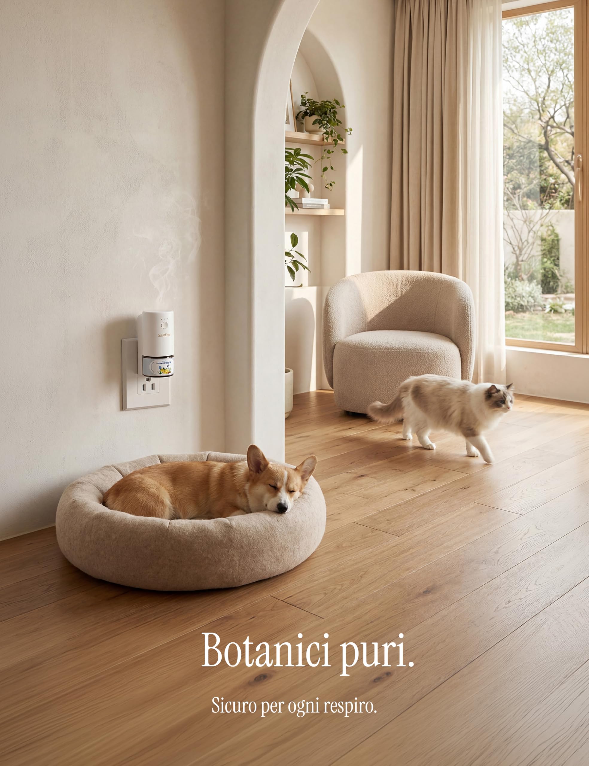 Diffusore di Oli Essenziali SF101 Pro - Ultrasuoni Senza Acqua Profumatore per Ambienti, 100% Vegetale, Aroma 120 Giorni, LED, Ideale per Casa, Hotel e Studi - Bergamotto