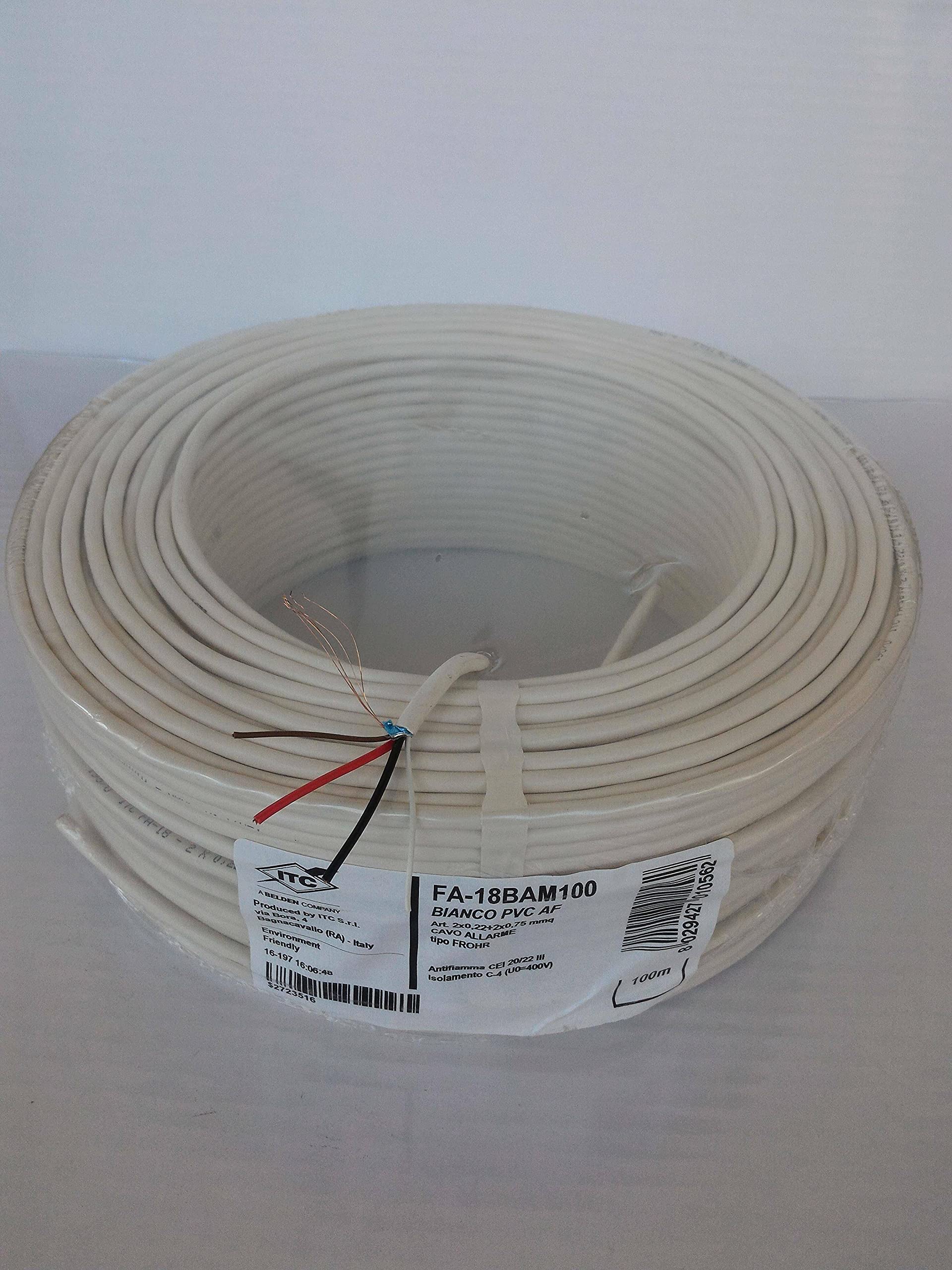 ITC 100 METRI CAVO ALLARME SCHERMATO 4 CONDUTTORI 2X0,75+2X0,22 FA-18BAM100
