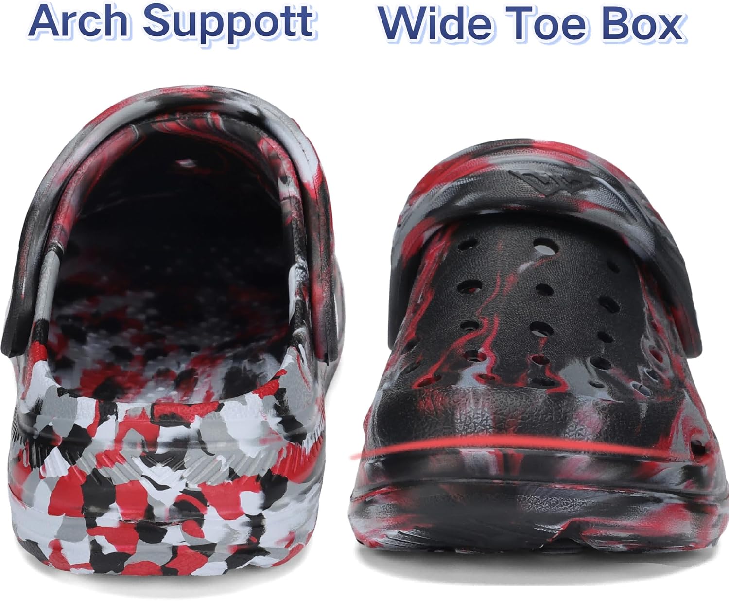 Kids Tie Dye Garden Clogs for Boys Girls | Lightweight Slip-On Water Shoes with Arch Support