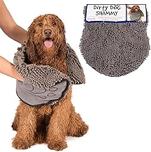 ZSIGNS Microfiber Ultra Soft&Absorbent Grooming Towel for Drying Medium&Large Dogs&Cats of All Breeds,Quickly with Hand Pockets for Wet Pets,Perfect Handling&Grip for Bath/Rain/Beach,Polished,Grey