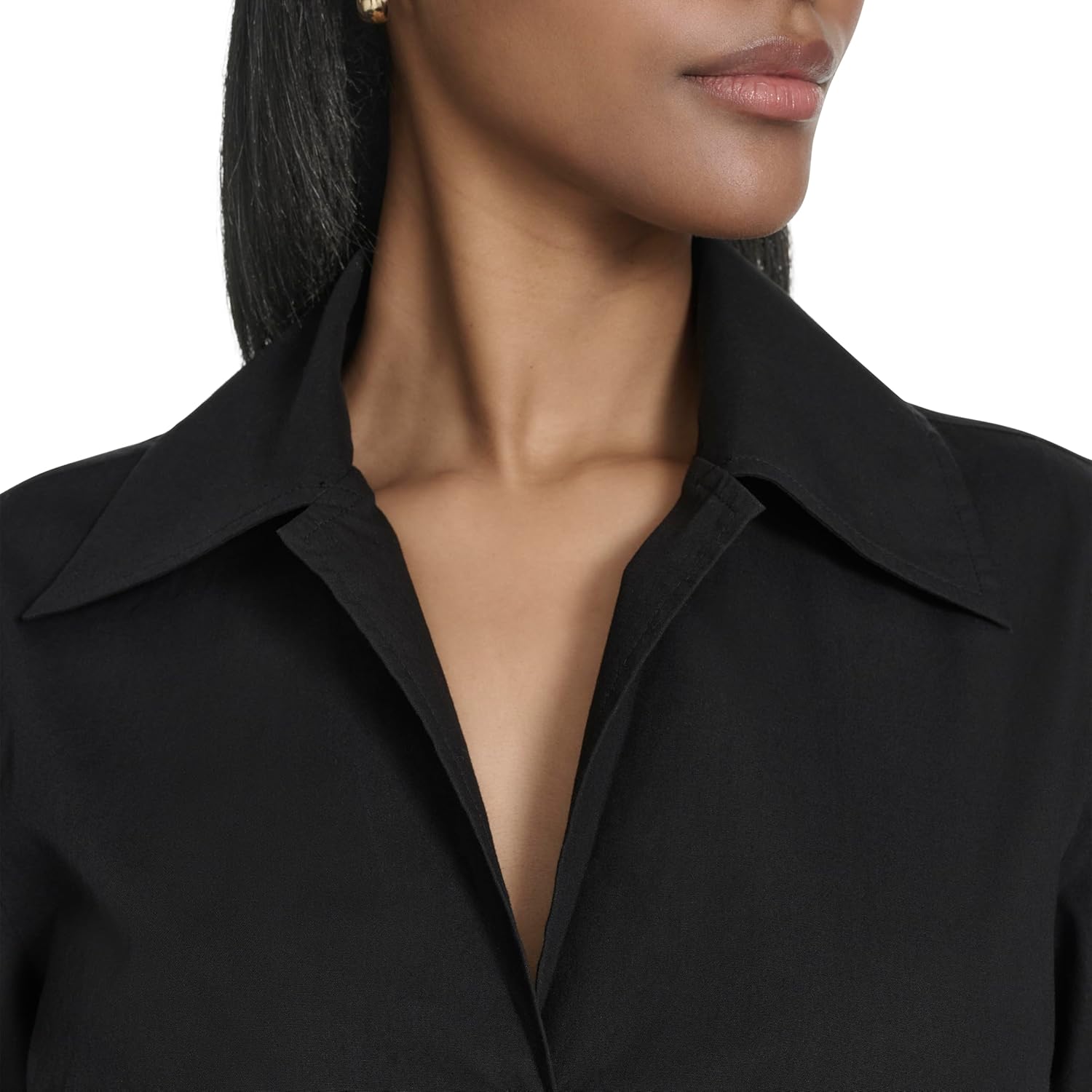 Halston Womens Cotton Poplin Waist Tie Fit & Flare Dress - Image 5