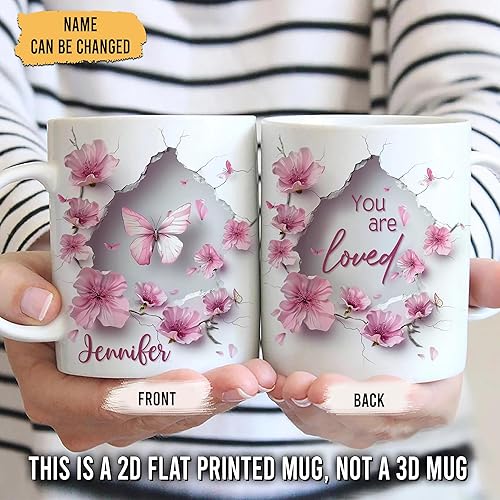 Vista 14 de Hyturtle Taza de café personalizada de mariposa para niñas y mujeres, regalos de cumpleaños y Navidad para amantes de las mariposas, regalo