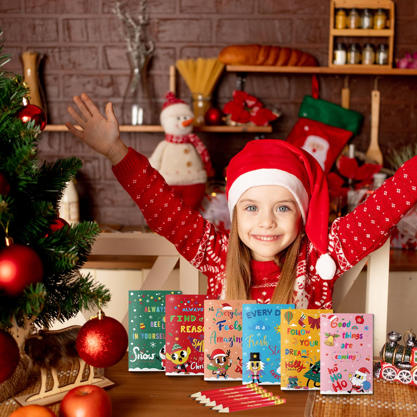 Christmas Pencils and Notebooks, 36Packs Christmas Pencil with Rubber for Children, Xmas Notepads Pencils Bulk with Erasers for Kids, Christmas Stationery for Class Students from Teacher (Christmas) - Image 4