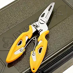 Alicate de pesca dobrado de aço inoxidável, com alça antiderrapante, ferramenta para pesca em água salgada/doce e uso ao ar livre