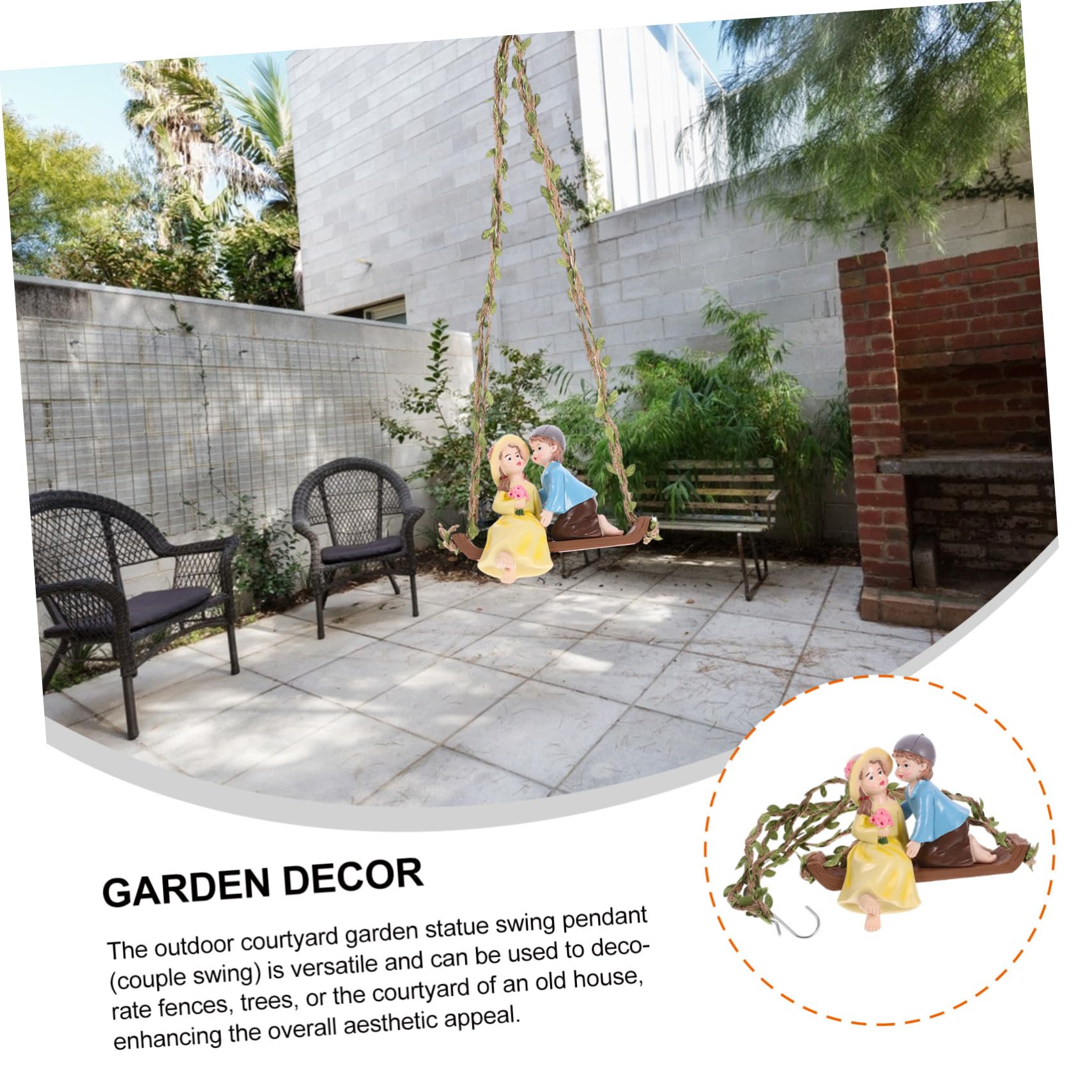 Toddmomy 3 Stück Schaukelnde Liebespaare Gartenfigur Wetterfeste Deko für Terrasse und Garten Resinstatue für Romantische für Gartenliebhaber