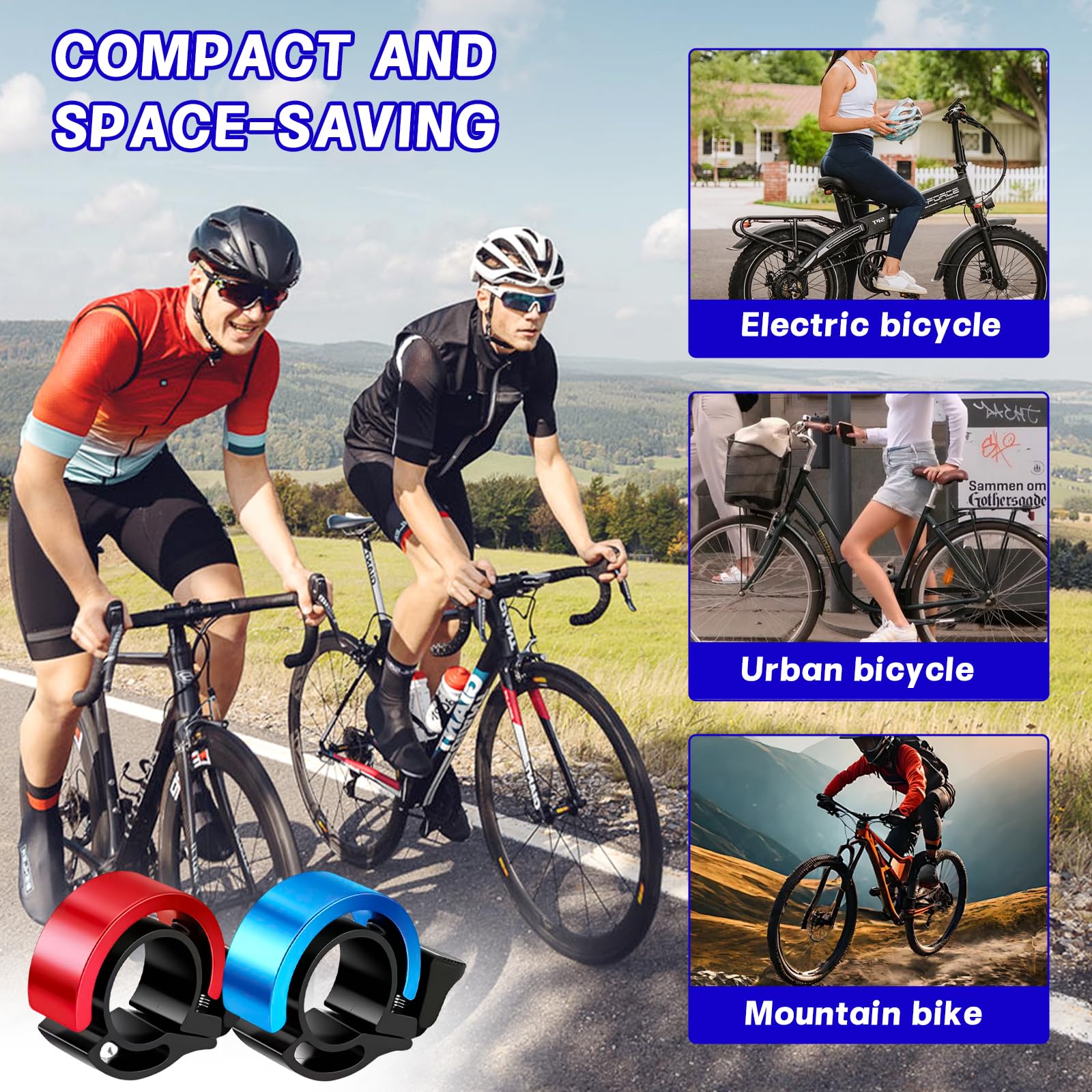 Mini Fietsbel – 2 Stuks – Aluminiumlegering – 90 DB – Zwart – Past Op Stuur 22-25 Mm – Voor MTB, E-bike, Racefiets En Stadsfiets