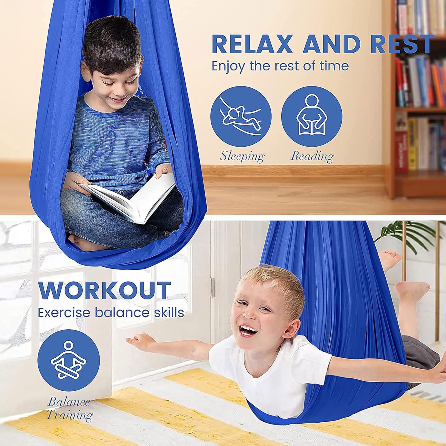 Joyousness Sensory Swing for Kids with Rotatable Swivel Hanger, Indoor Playground Therapy Swing Set for Kids Great for Autism, ADHD, Sensory Processing Disorder, and Autistic Children : Toys & Games