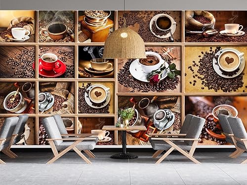 Miniatura 2 de Papel tapiz de pared de café expreso para dormitorio (no se puede despegar y pegar)