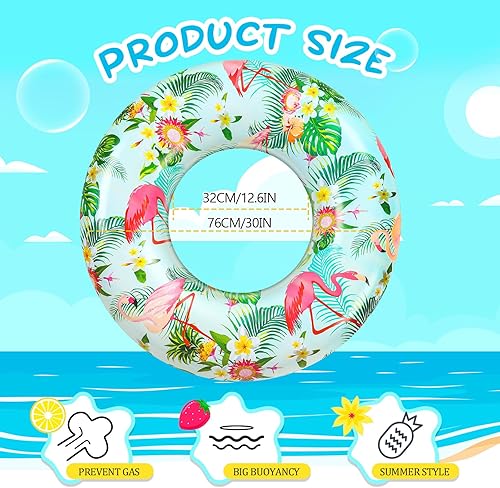 Miniatura 2 de Poen Flotadores grandes de piscina de 32 pulgadas con hojas tropicales inflables para adultos, suministros de playa de Hawaii Luau (6 piezas)