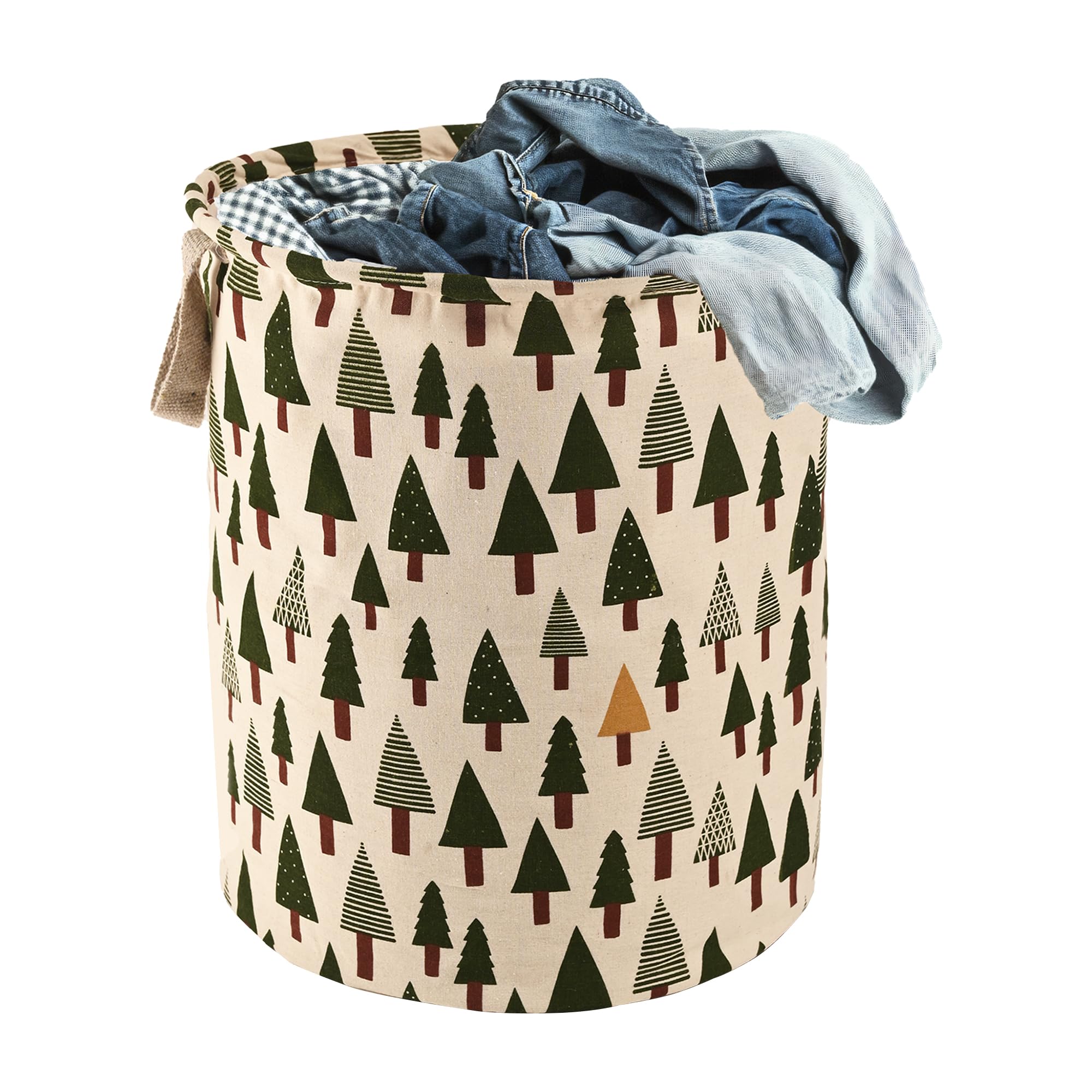 Kuber Industries 60 LTR Foldable & Portable Laundry Basket for Clothes with Carry Handles | Durable & Easy To Clean Laundry, Towel & Toy Bag for Kids Storage | Tree Print- Green-picture-38