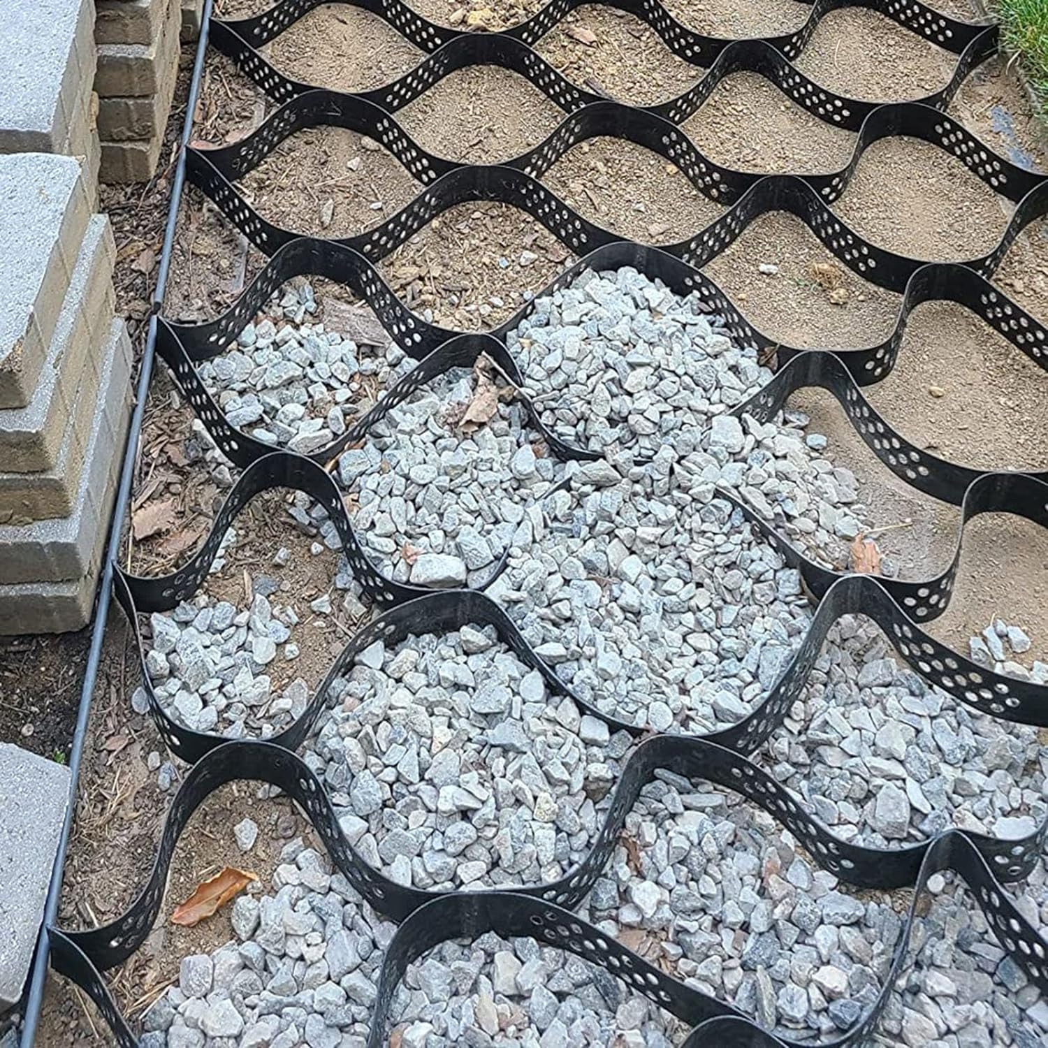 歩道用グラウンドグリッド、排水穴付き滑り止めジオグリッドグラスマット、小屋、坂道、通路、駐車場、グラウンドグリッドスタビライザー用