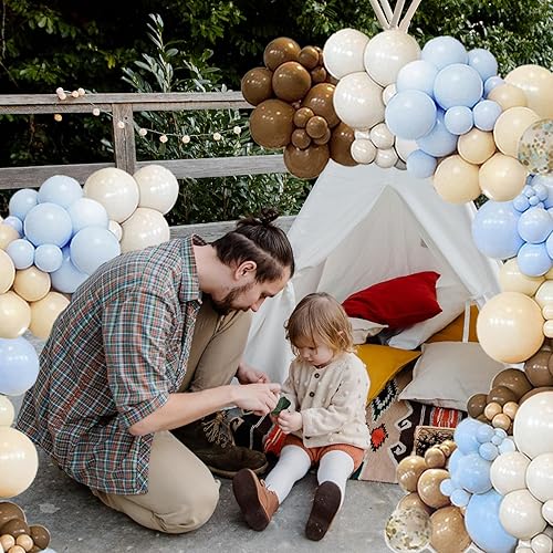Miniatura 5 de Kit de arco de guirnalda de globos marrones y café azul, 148 unidades, diseño de oso de peluche bohemio con texto en inglés «We Can Bearly Wait