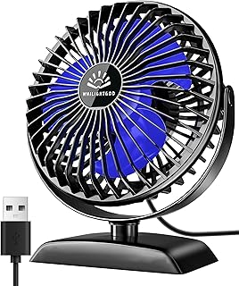USB Desk Fan, Mini Fan but Powerful, Portable USB Fan with 3 Speeds, Quiet Table Personal Fan, 360°Rotate Coolness, Small Table Fan for Home,Office, Bedroom, Desktop,Travel, USB Powered, Black
