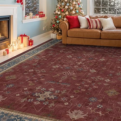 Miniatura 589 de Alfombra Boho Negra para Sala de Estar - Alfombra de Área Lavable de 10x14 Pies, Alfombras de Comedor para Debajo de la Mesa, Alfombra Suave de Pelo