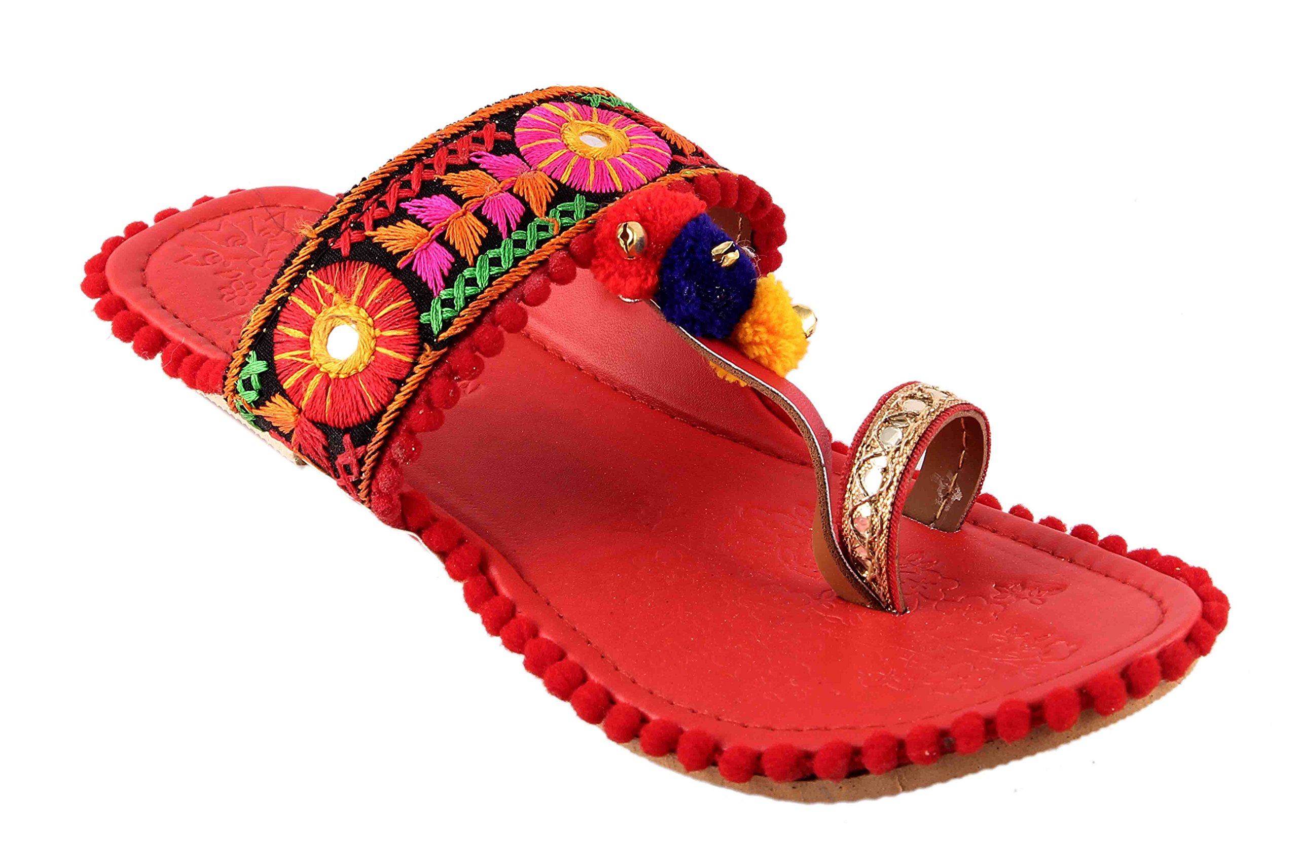 Rajasthani Jaipuri Work Kolhapuri Ethnic Womens Girls Ladies Flip Flop Sandal-image-24
