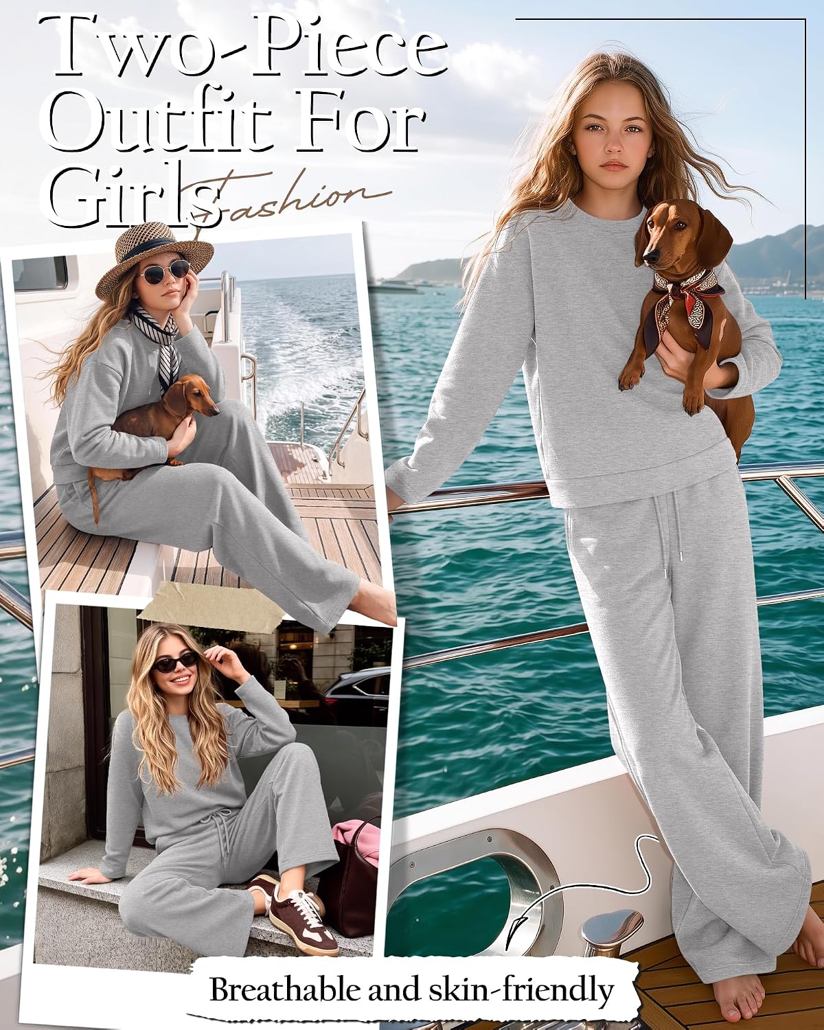 Girls Sweatsuit 2 Piece Fall Outfit image 5