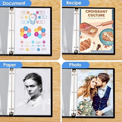 Miniatura 6 de KTRIO - Protectores de hojas transparentes de 85 x 11 pulgadas para carpetas de 3 anillos protectores de plástico con abertura en la parte superior