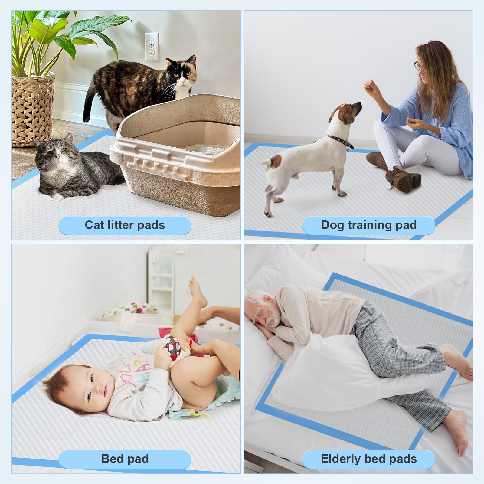 Almohadillas para orina de perro extra grandes, XXL gruesas de 6 capas ultra absorbentes para perros, a prueba de fugas y de secado rápido, absorben hasta 1200 ml, 45 unidades