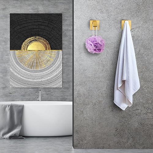 Miniatura 5 de Ganchos para toallas de baño, gancho para bata, gancho para abrigos, paquete de 4 ganchos cuadrados de acero inoxidable dorado cepillado resistentes