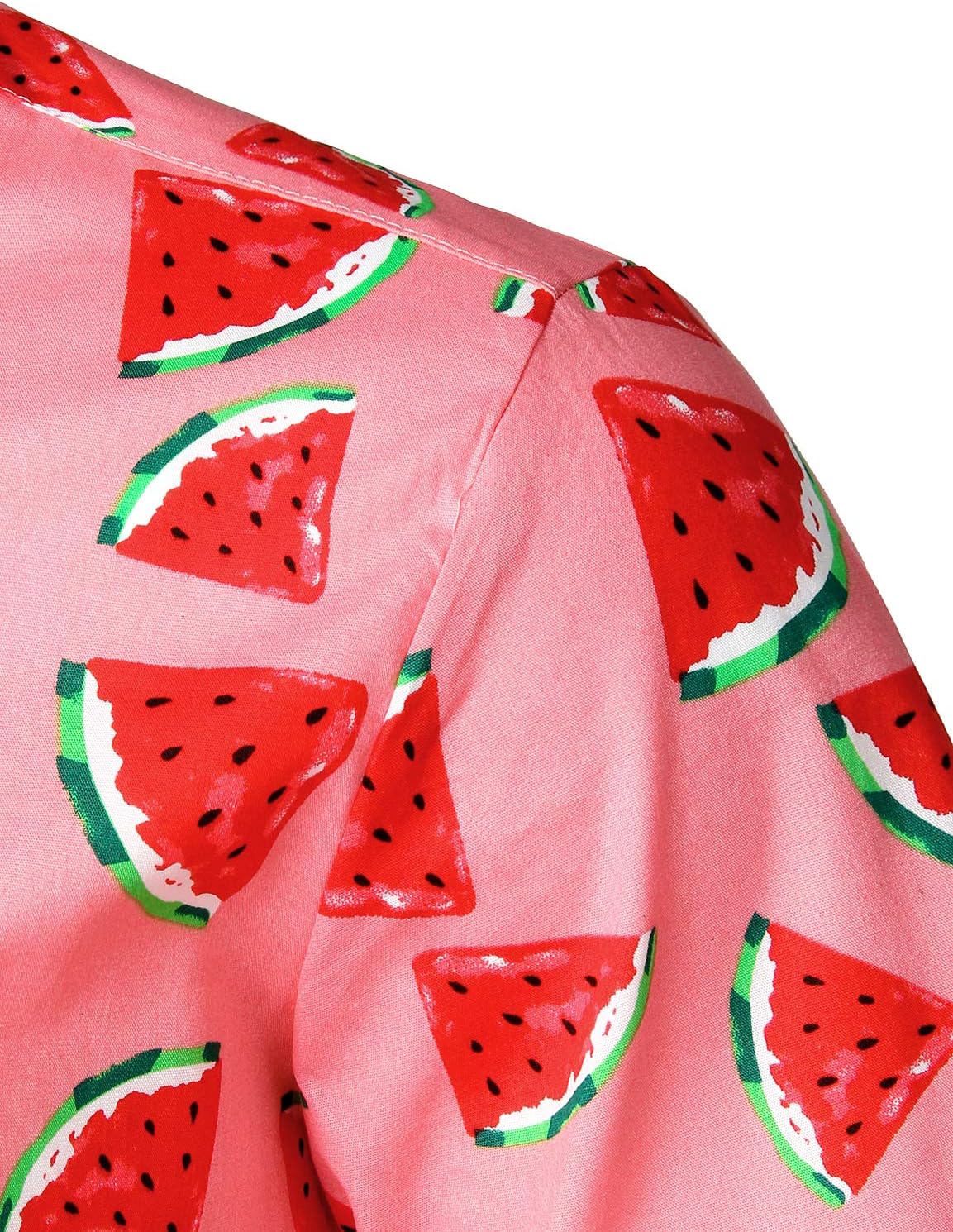 JOGAL Men's Cotton Button Down Short Sleeve Hawaiian Shirt Small Pink Red