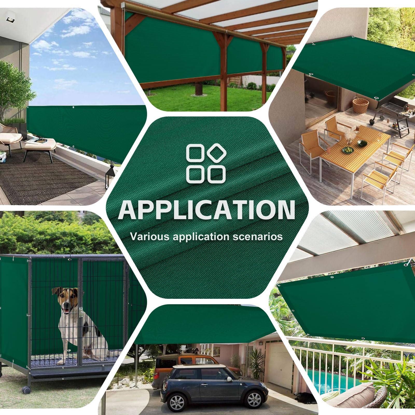 Voile d'ombrage pour balcon - 3 x 4 m - Protection contre les intempéries - Protection UV - Avec œillets et corde - Protection solaire - Angle droit - Pour balcon, jardin, terrasse - Vert