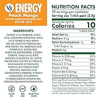Vista 2 de V8 Energy Peach Mango - Bebida energética en polvo, paquete de 0.10 onzas (10 unidades)
