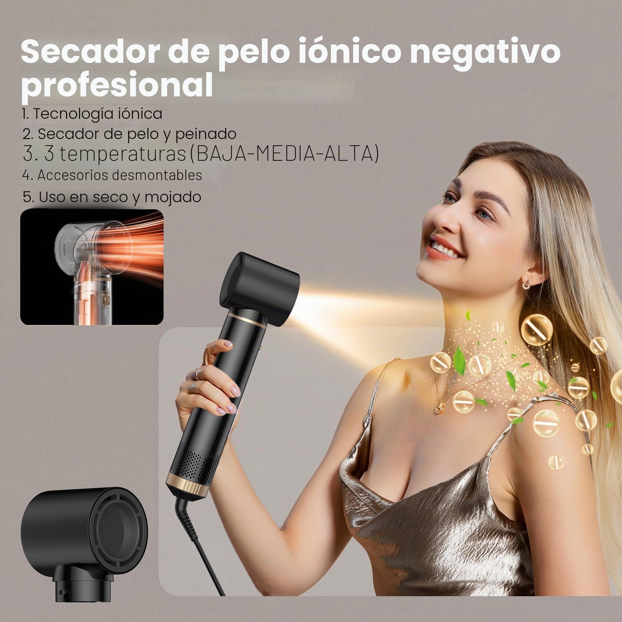 hair dryer brush Secador 5 en 1 Secador Moldeador de Pelo 5 Cabezales Intercambiables 3 Temperaturas moldeador pelo Cepillo Secador Pelo uego de Brochas para Secar el Cabello