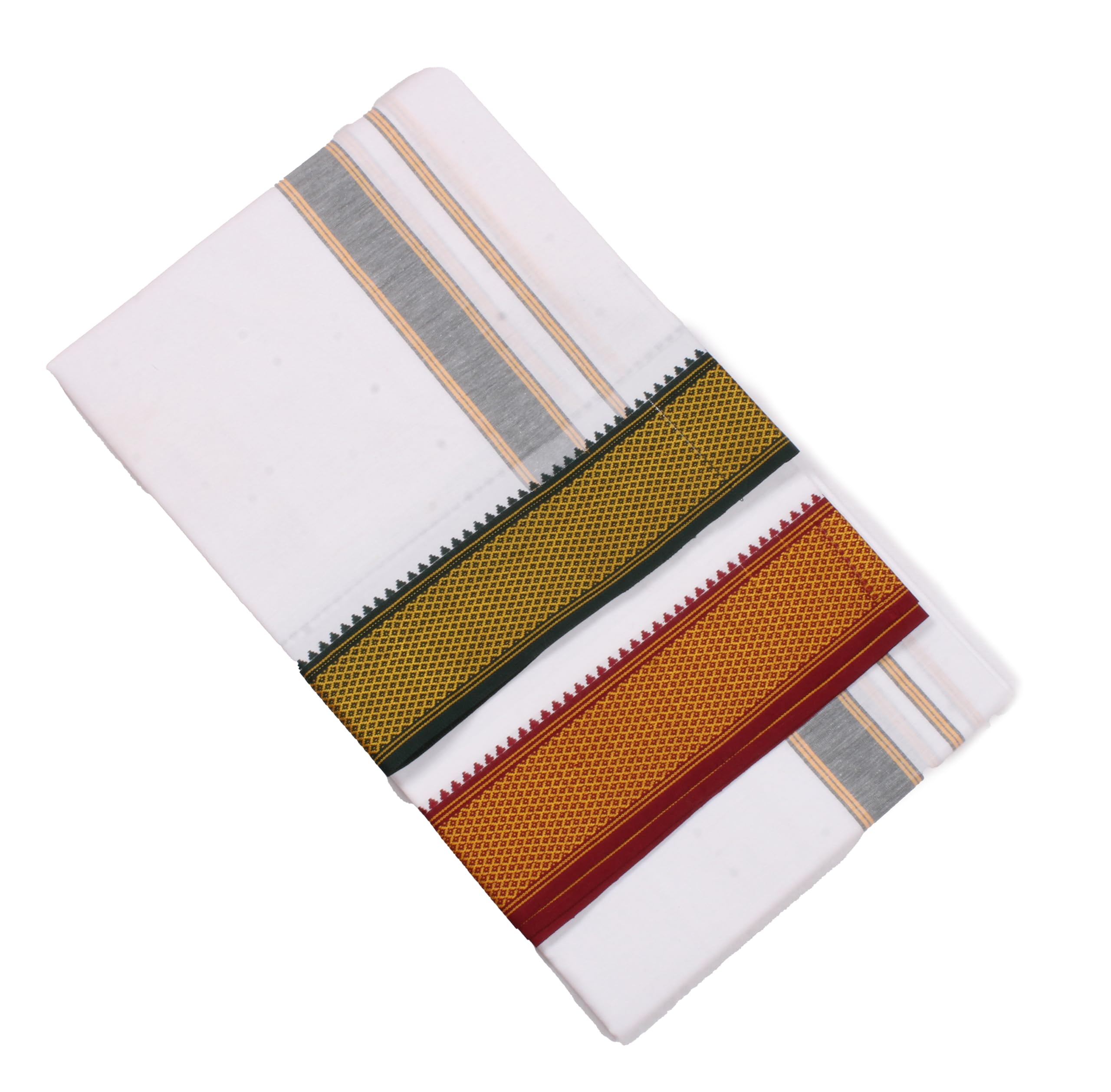 Hornbill Enterprises 100% Pure Cotton Men’s Dhoti/Angavastram/Panjakejam / 2 mtr Dhoti Set 1-picture-25