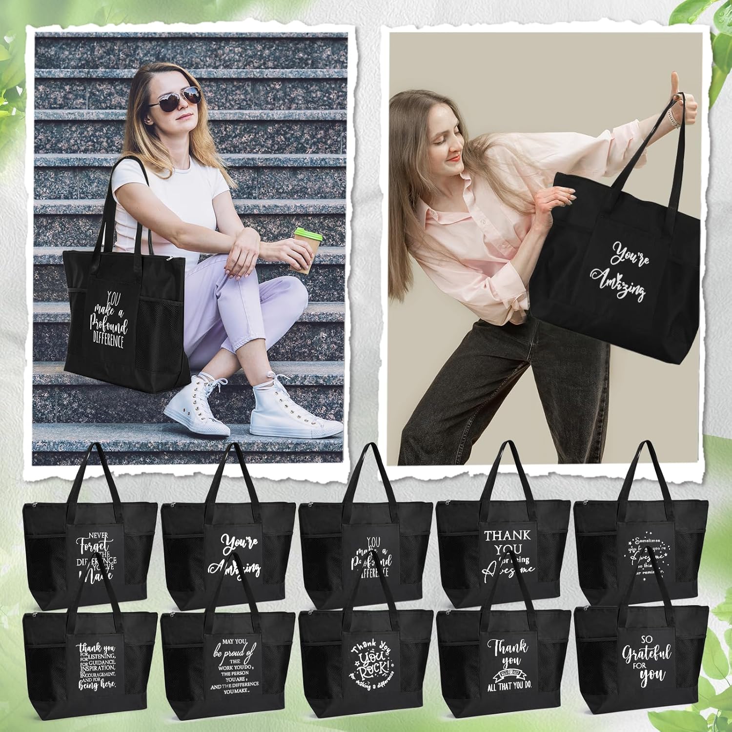 Paterr 10 Pcs Thank You Tote Bags Bulk for Women Appreciation Gift for Employee Teachers Coworker CNA Nurse Staff - Image 2