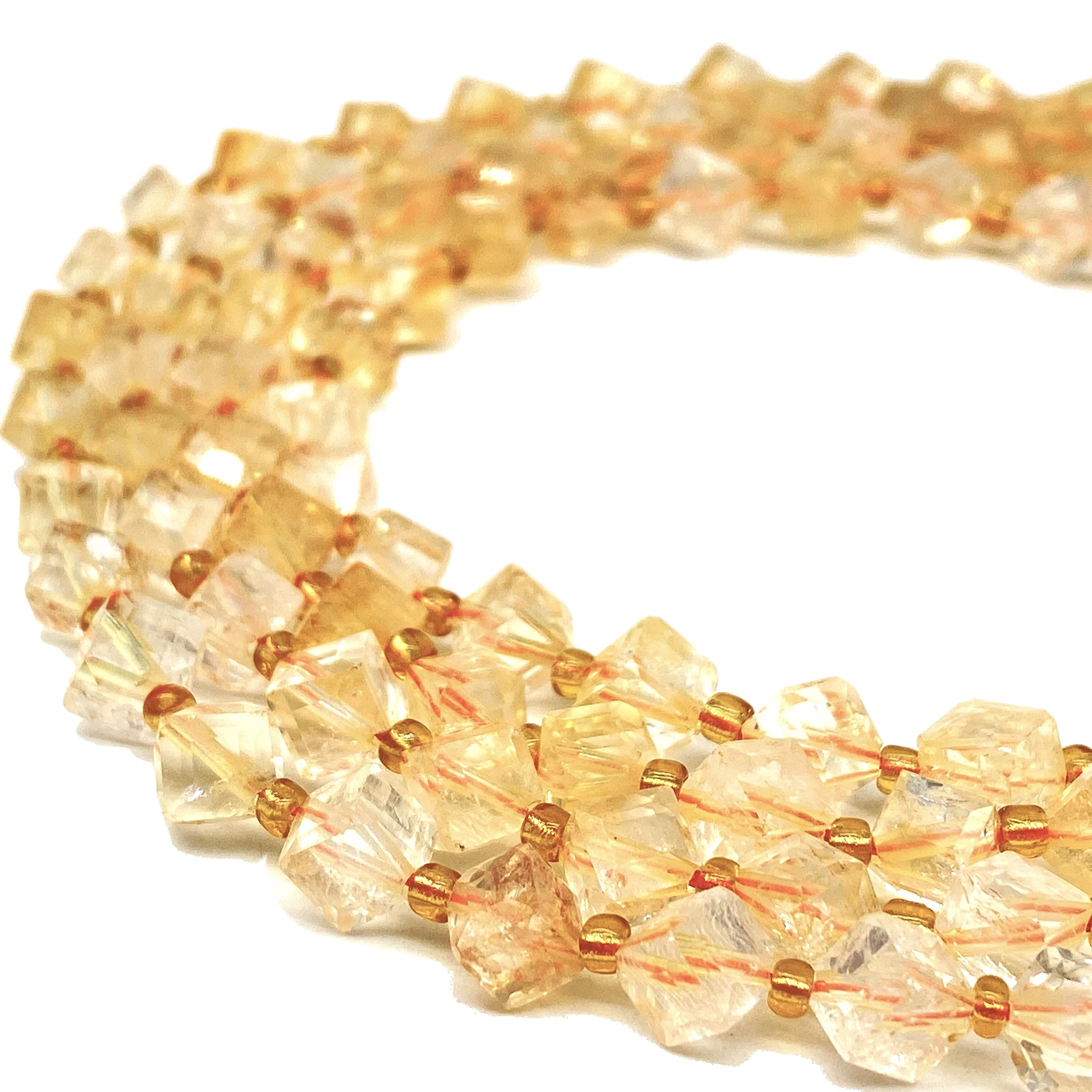 ABCGEMS Brazilian Honey Golden Citrine Beads (A Revolutionary Cutting Technique Brings a More Dynamic Look to a Traditional Cube) Diagonal-Drilled 3D Magical-Cube 5mm (Corner-to-Corner 6mm)