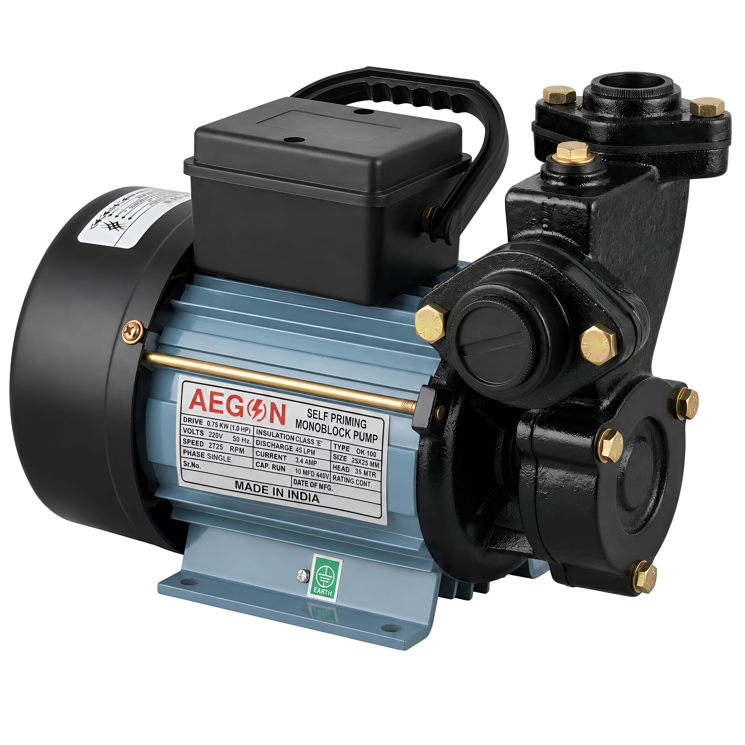 AEGON 1HP Self Priming Monoblock Water Pump | 220V Single Phase Pump for Home, Garden & Farm Use | 45 LPM Flow Rate | 2725 RPM | 6-Month Warranty-image-29