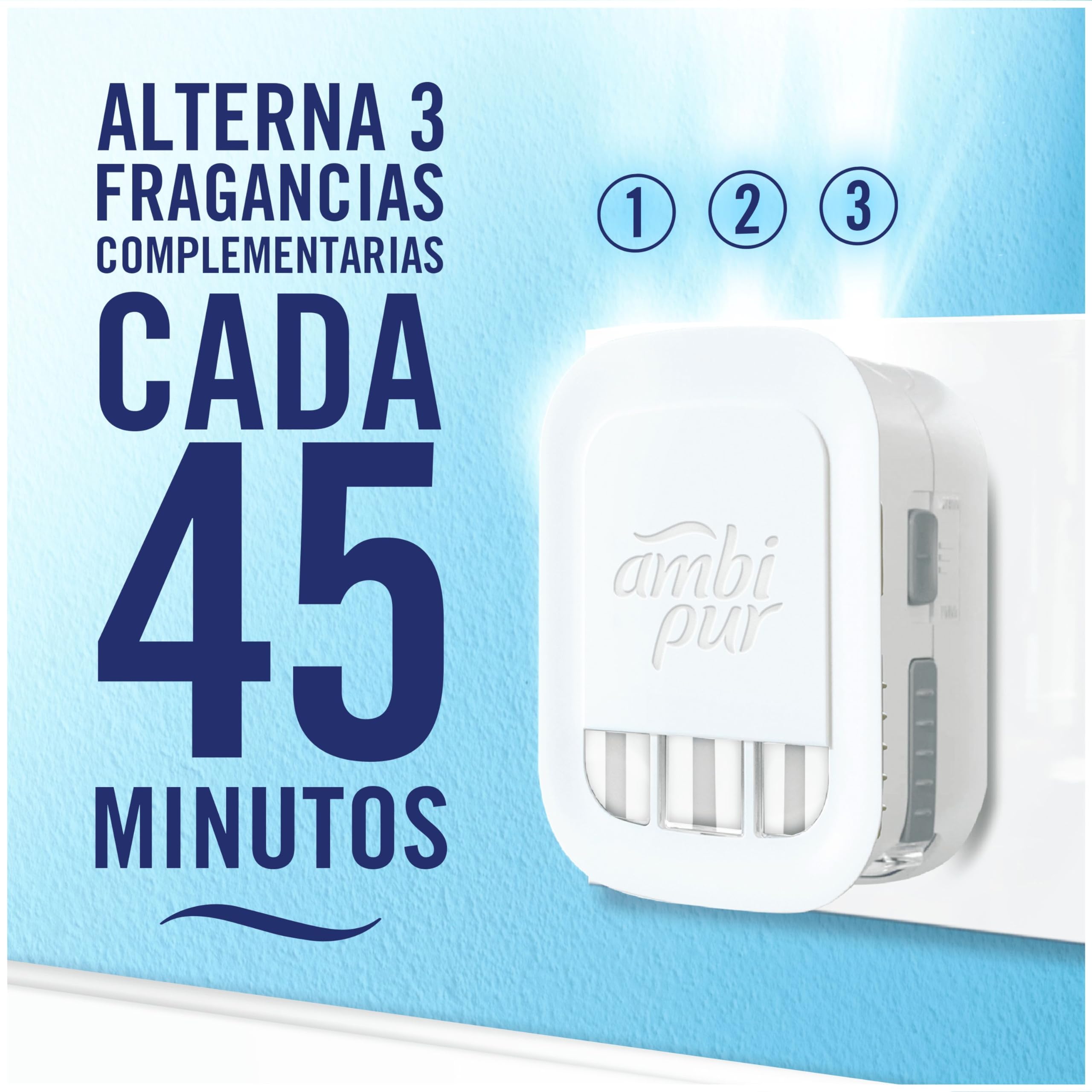 Ambipur 3Volution Naranja y Neroli Recambio De Ambientador Eléctrico 20 ml, 3 Aromas Que Se Alternan Para Combatir Los Olores