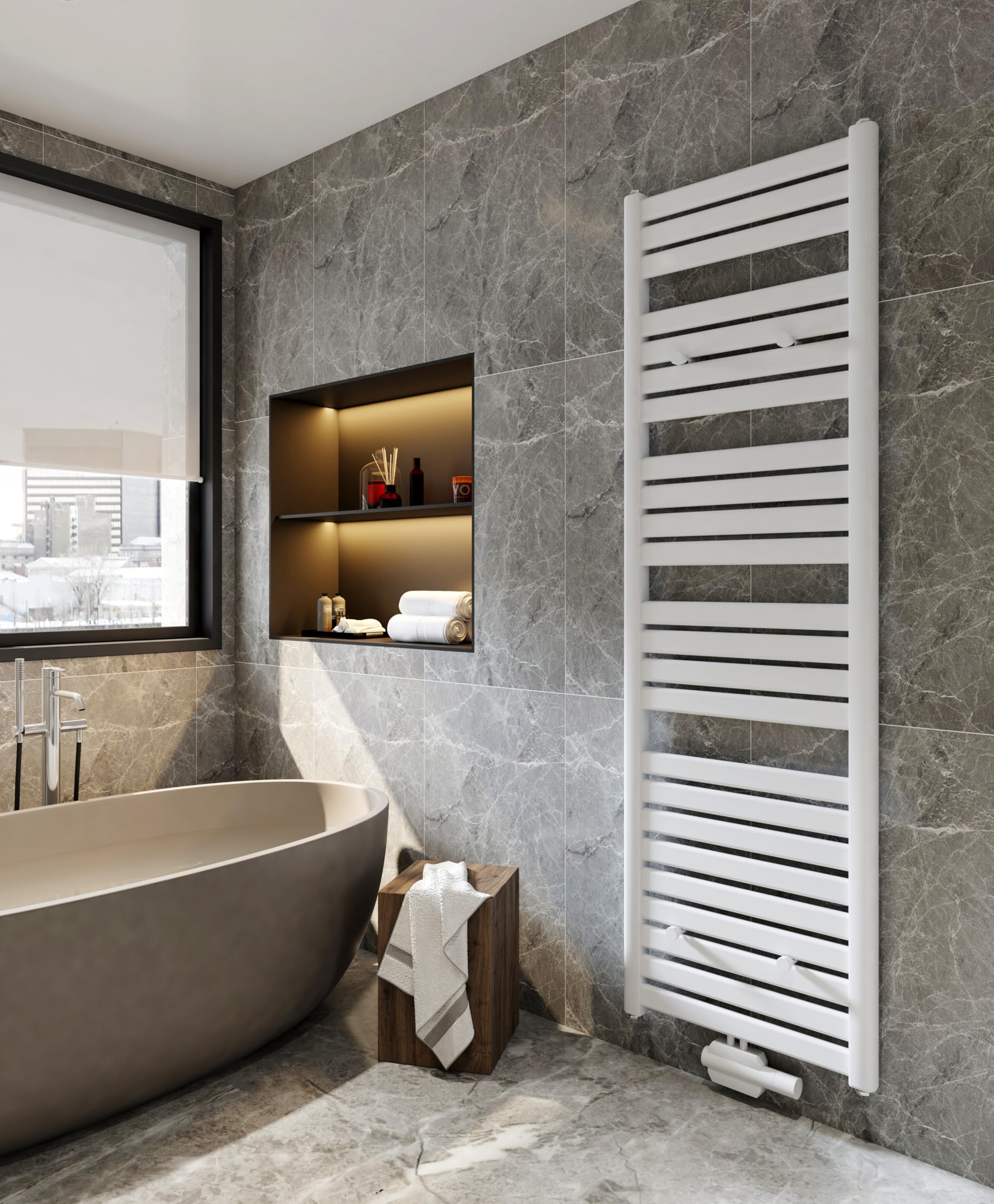 MC Heat - Radiador de baño (500 x 1600 mm, color antracita RAL 0716), para conexión central y lateral