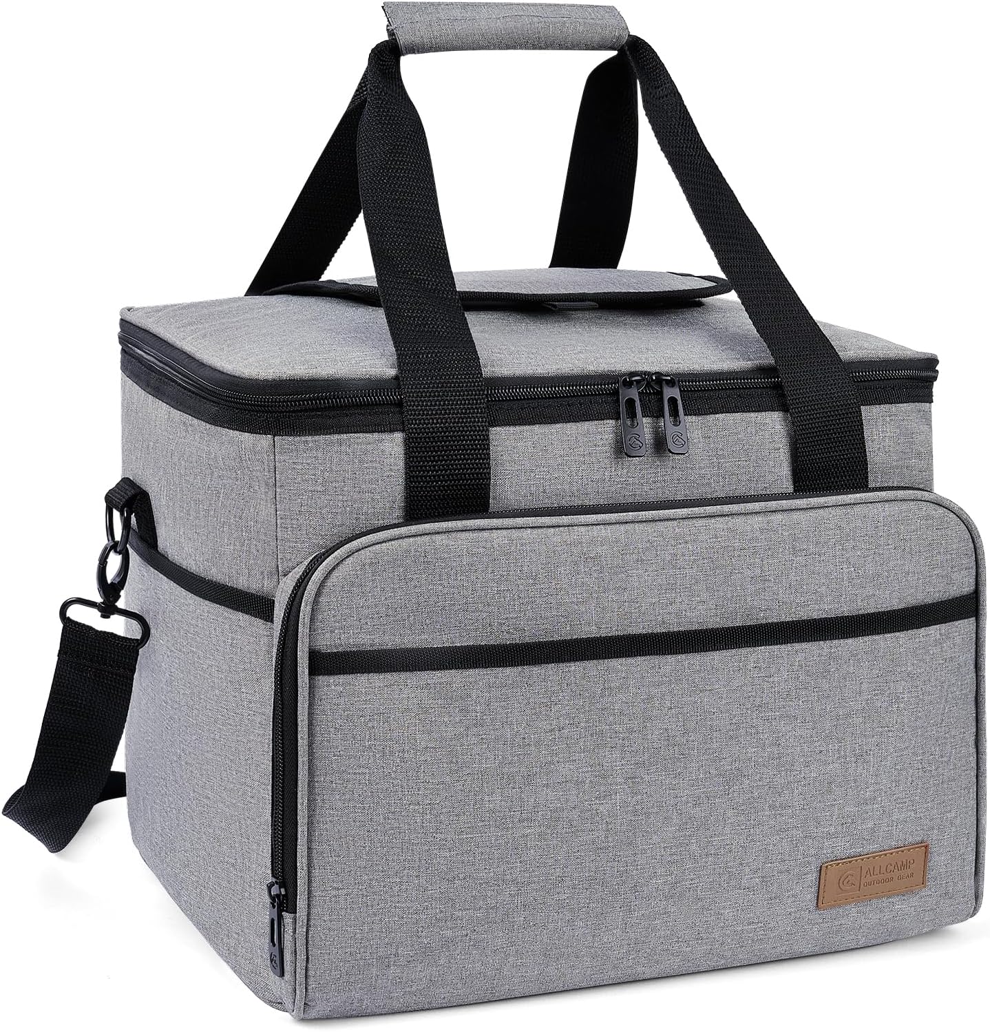 ALLCAMP Large Foldable Insulated Cooler Bag - Thermal Cooler Lunch Bag, Removable Picnic Bag for 2 People, Thick Insulated Picnic Basket - Includes 2 Ice Packs