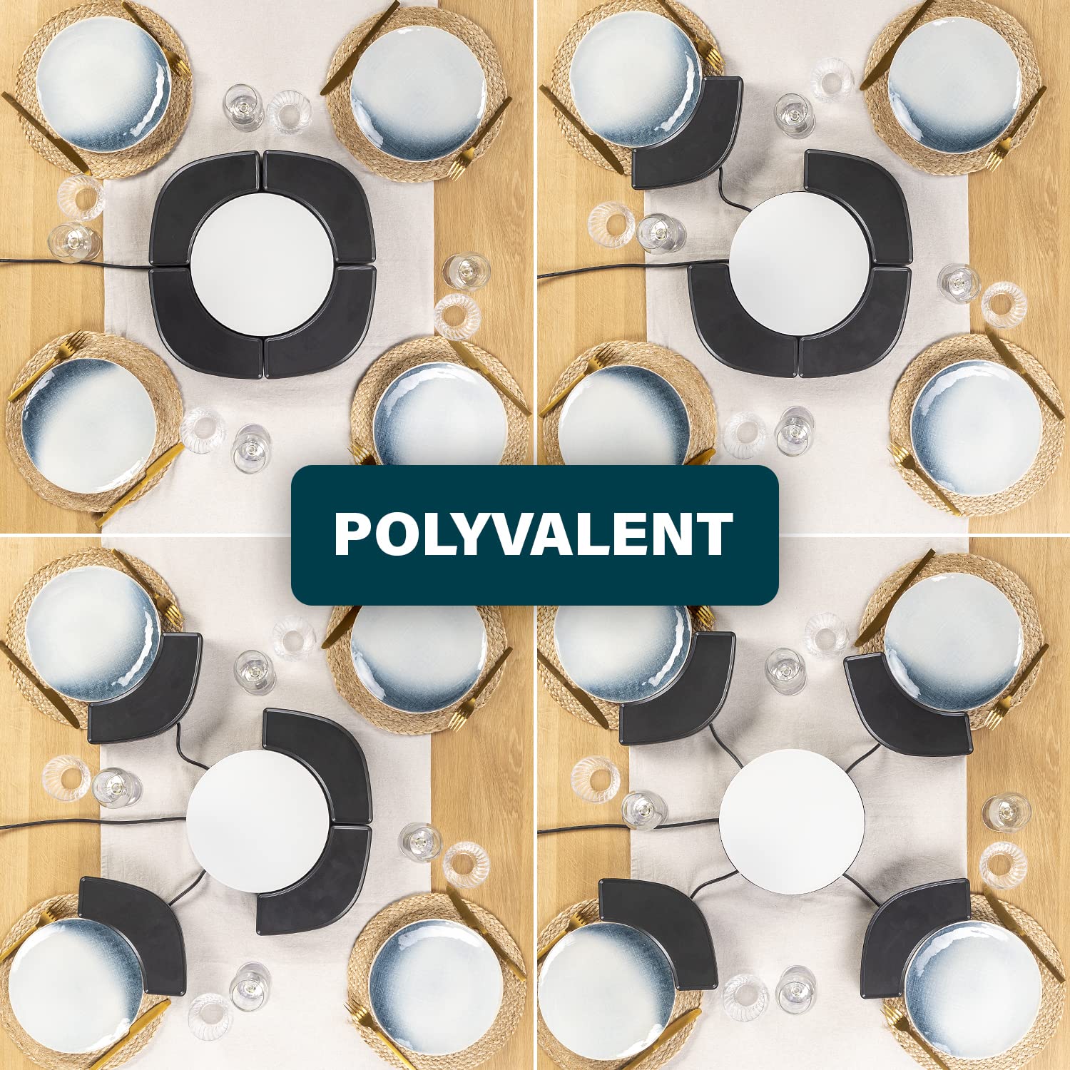 Ensemble de cuisson convivial Princess Dinner4All Circle - 4 plaques de cuisson individuelles - 2 utilisations - 4 x 250 W - Spatules incluses