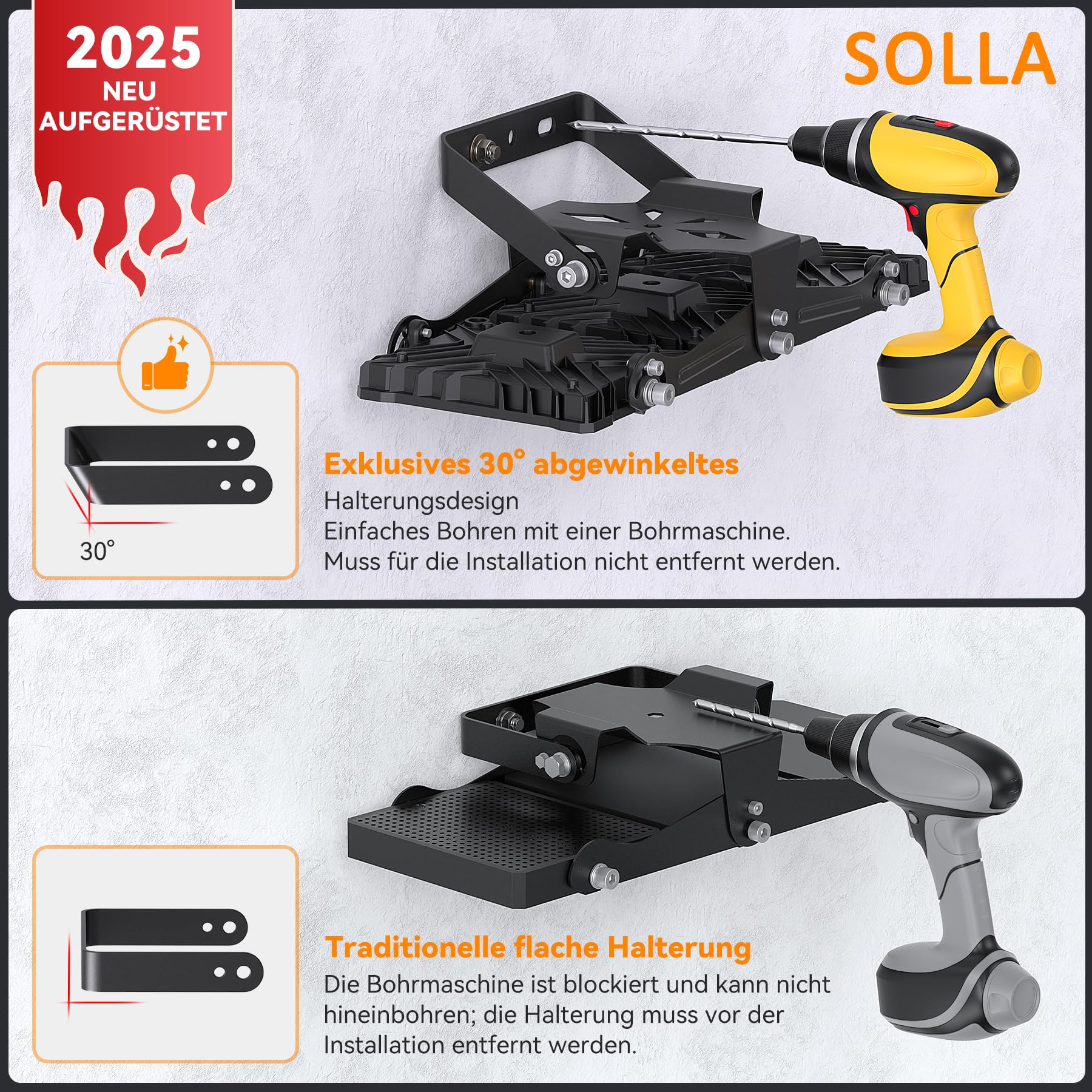 SOLLA 150W 2025 Plus NEU AUFGERÜSTET LED Außenflutlicht, 15000LM 6000K Tageslichtweiß IP66 Wasserdicht, Stadionbeleuchtung, 3 Köpfe Verstellbares Außen-Sicherheitsbeleuchtung für Höfe, Terrassen