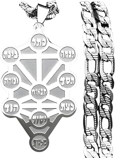 Kabbalah Sephirot Baum des Lebens hebräischer Anhänger Halskette für Damen und Herren – Edelstahl Cabala-Kette Halskette spiritueller Schmuck 1073