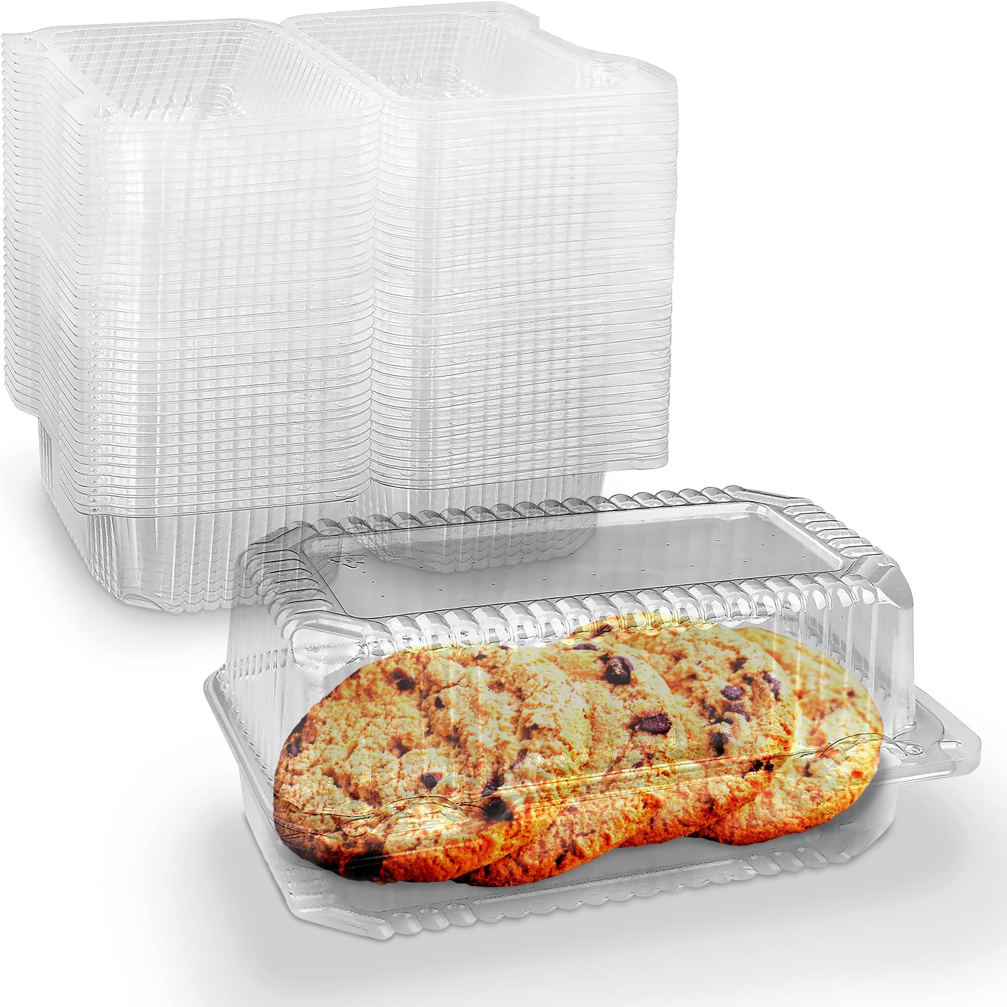 MT Products Disposable Plastic Hinged Loaf Containers - Durable Small Hoagie Container โ Inside Dimensions of 6.6" x 3.6" x 3.6" - (Pack of 20) Made in The USA