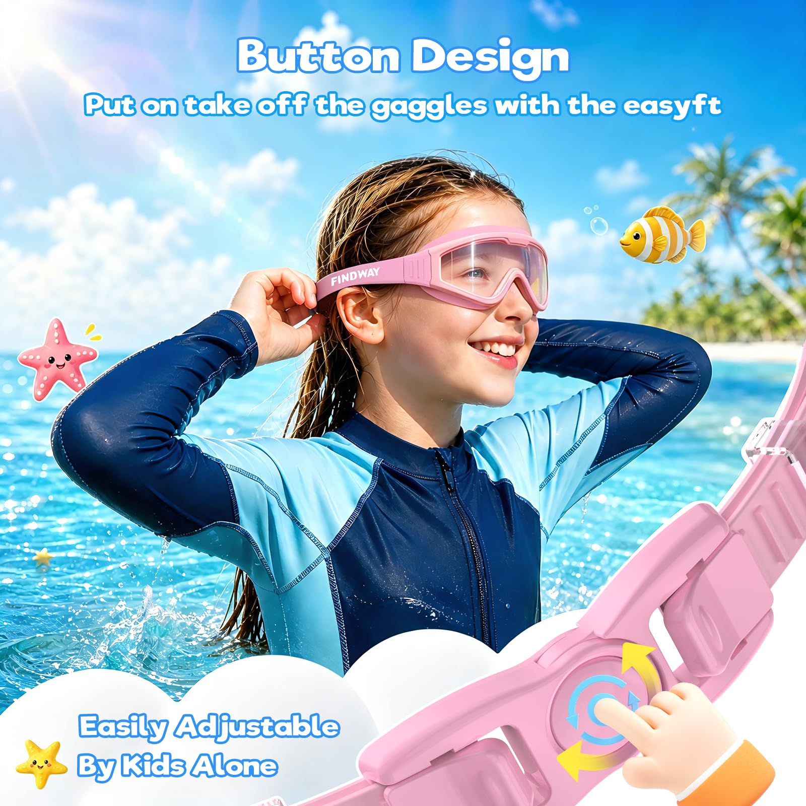 Findway Kids Swimming Goggles Unisex, 2 Pack Swimming Goggles Kids 4-16 Anti-fog Anti-leak Anti-UV 180° HD Vision - Image 5