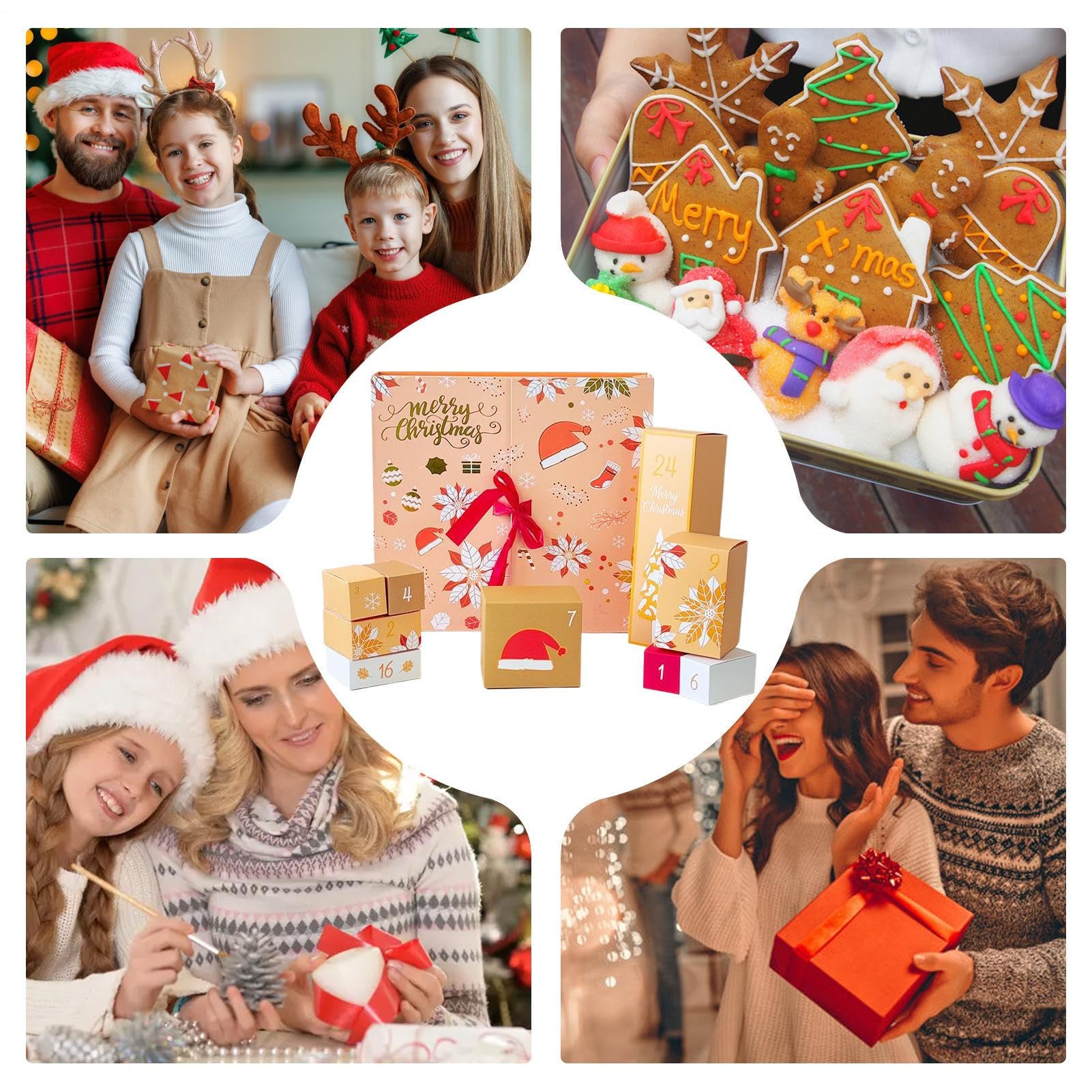 Calendario De Adviento Reutilizable Tarjeta Manuscrita Para Recuerdos | Adviento Vacía para Llenar 24 Días 2025 para Niños Adultos Dulces Joyería Papelería Chocolate Escritorio